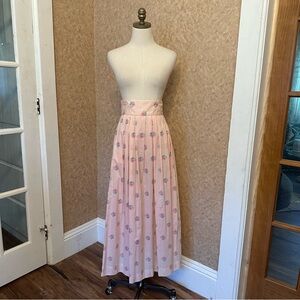 VTG 80s Retro Light Pink Cottagecore Floral Prairie High Waist Midi Maxi Skirt